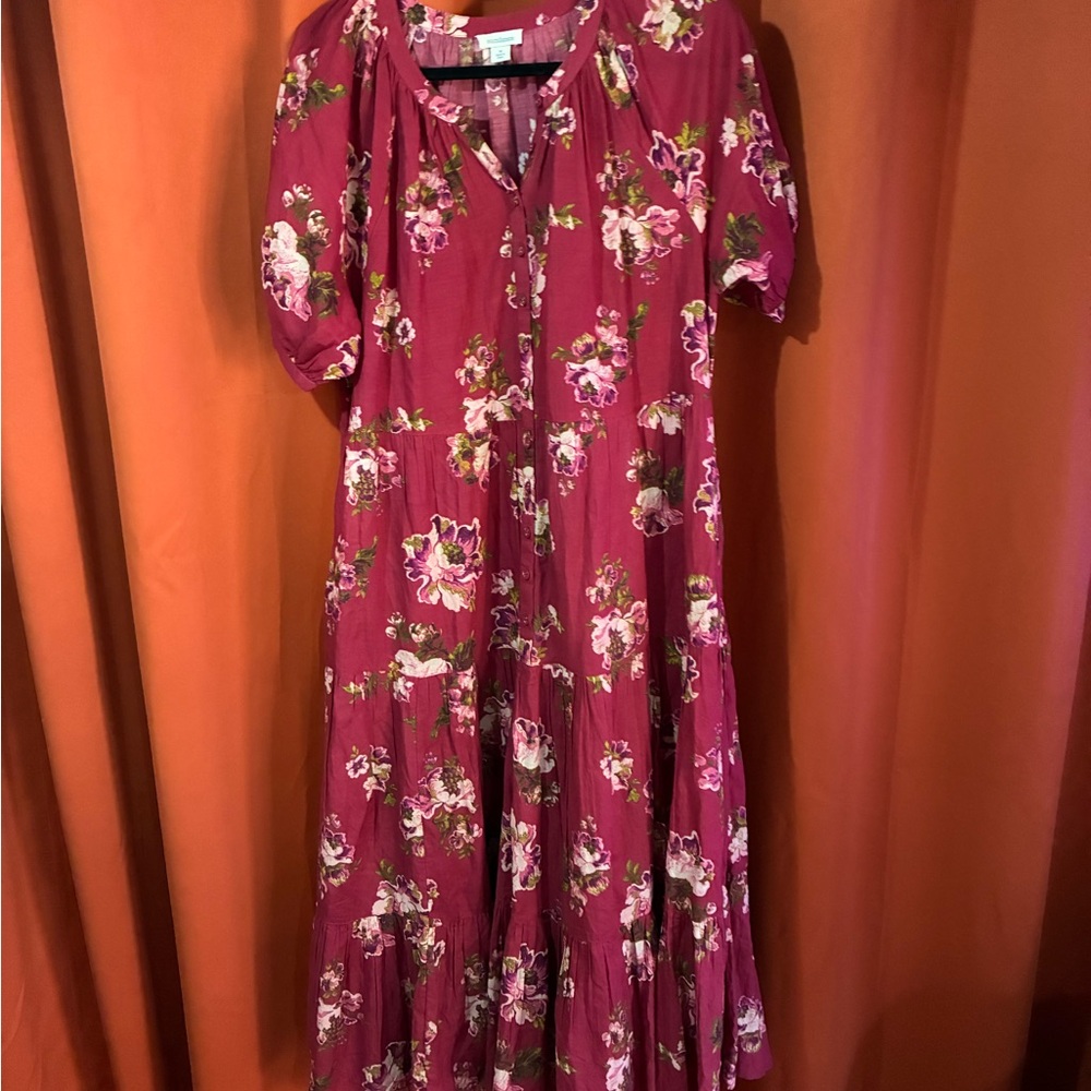 Sundance Burgundy Floral Midi Dress